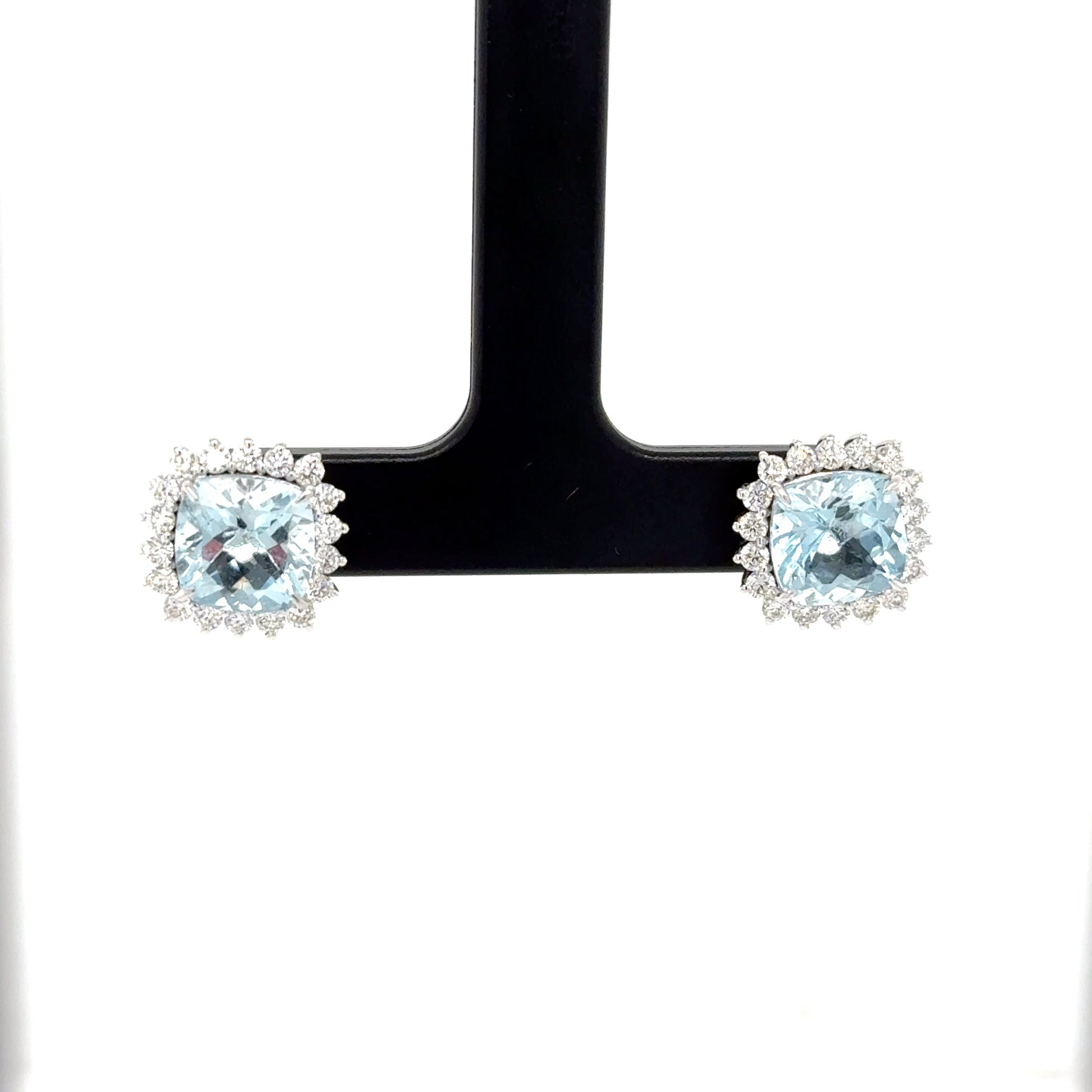 White Gold-Aquamarine-Diamond-Square-Studs 