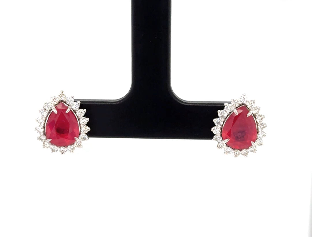 White Gold-Ruby-Diamond-Drop-Studs 