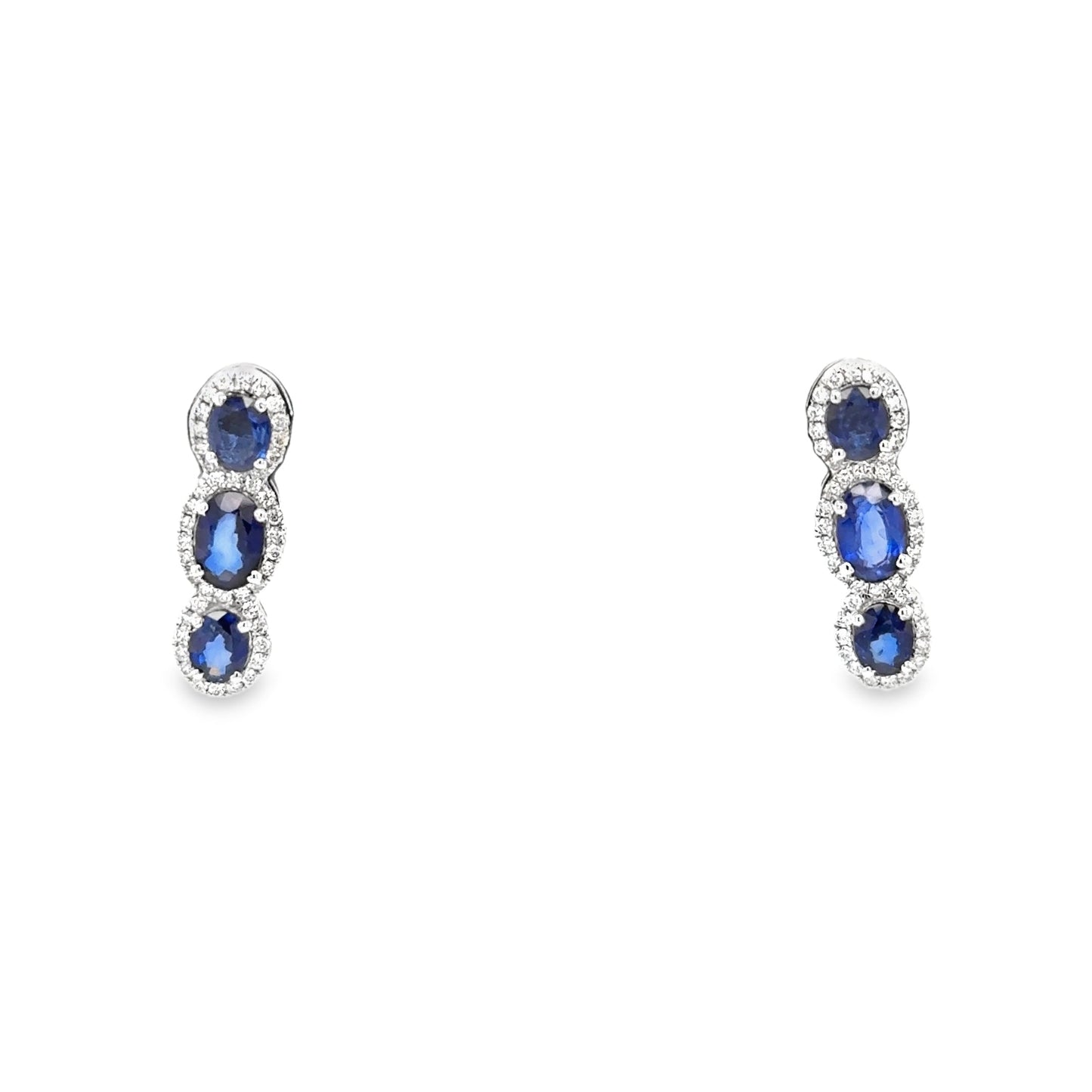 White Gold-Sapphire-Diamond-line-Studs