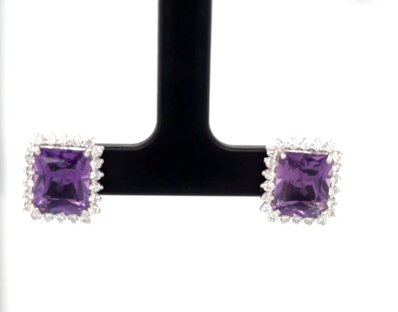 White Gold-Amytheist-Diamond-Square-Studs 