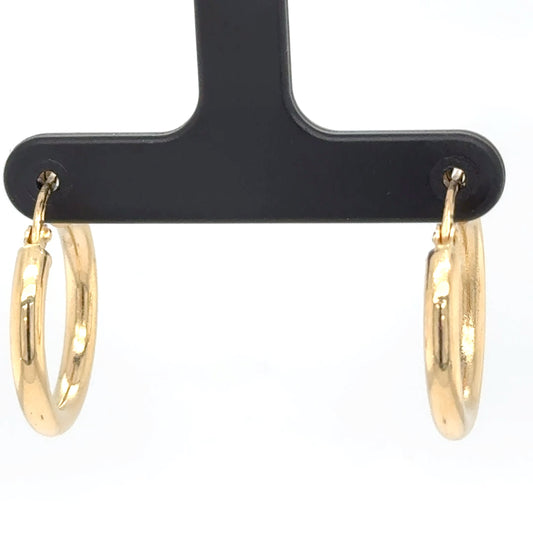 18K Gold (3mm x 15mm)  Hoop Earring