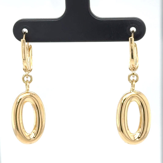 18K Gold Oval Puff Drop Earring