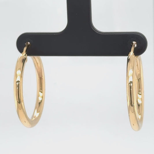 18K Gold (3mm x 20mm)  Hoop Earring